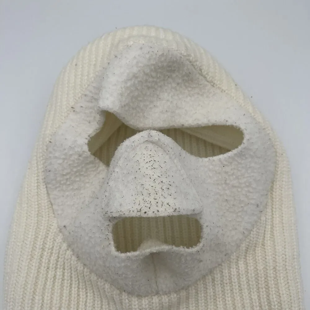Vintage Cabela's Hunting Face Mask Balaclava Hat White Winter Camo Ski USA Made